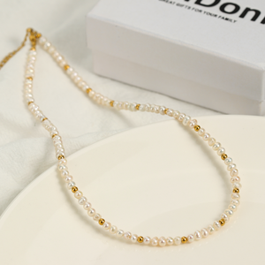 Gargantilha de aço inoxidável, gargantilha banhada a ouro verdadeiro, água doce, barroco, colorida, gargantilha, joias de pérola para mulheres - Product Image 3