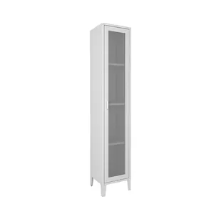 Steel wardrobe with mirror furniture steel one door cupboard standing feet metal locker