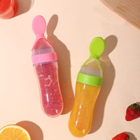 Cuillère à presser pour bébé, cuillère en silicone pour biberon, fond à ventouse pour pâte alimentaire, biberon en silicone pour purée de bébé