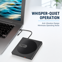 Aigo G100 Prêt à être expédié Lecteur DVD externe double port Type-C USB 2.0 Lecteur CD DVD-ROM mince pour ordinateur portable, ordinateur de bureau, Windows 11, Mac