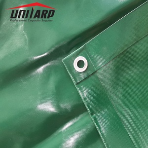 Couvertures enduites de camion de <span class=keywords><strong>bâche</strong></span> de PVC de la feuille 4mX6m de couverture de PVC de couleur verte résistante avec des oeillets - Product Image 2