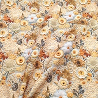 Tissu Popeline Imprimé Numérique Effet Broderie 3D Polyester Coton Motif Floral Entoilage Créateur pour Rideaux Couture Filles Quilting