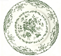 Assiette à dîner en céramique de style français, rose pastorale, réutilisable, compatible four/lave-vaisselle, imprimé floral classique, couleur surglacée pour