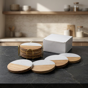 Juego de Posavasos Redondos de Madera Modernos con Diseño Antideslizante de 10 mm de Grosor, Estilo Rústico Ecológico para Manteles y Protectores de Mesa - Product Image 4