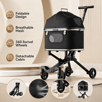 Poussette pour animaux de compagnie pliable, design de voyage avec roues pivotantes à 360°, maille respirante et cabine amovible, vente en gros OEM