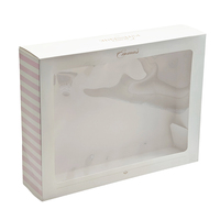 Boîte d'emballage pour dessert tiramisu en papier biodégradable avec logo personnalisé, boîte carrée blanche pour gâteau avec fenêtre