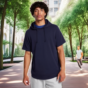 <b>Hoodie</b> <b>Men</b> Summer <b>Short</b> Saleeves Casual Color Printed Logo Hooded Work Clothes Team Uniform Printed Map Cotton Quick Dry Coat - Product Image 2