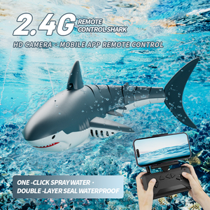 Juguete de Tiburón a Control Remoto 2.4G con Cámara HD y Función de Rociado de Agua, Barco <span class=keywords><strong>RC</strong></span> Eléctrico Biomimético para Niños, Juego al Aire Libre - Product Image 1