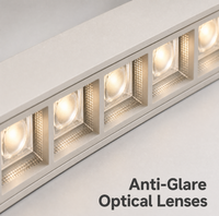 Plafonnier suspendu linéaire de bureau avec grille, lentille optique anti-éblouissement, 3 températures de couleur, 12W, 24W, 36W, pour projets commerciaux