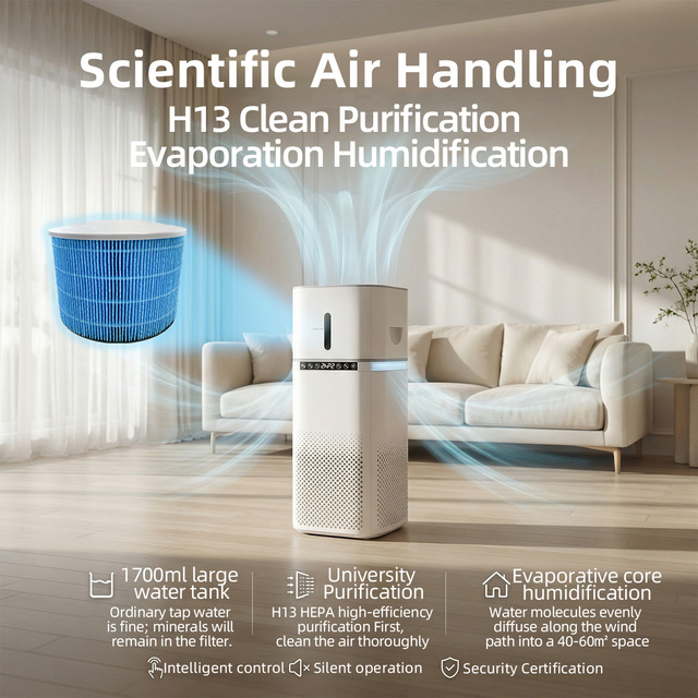 Wholesale Price Smart WiFi 2-in-1 H13 HEPA Filter High CADR Humidifying Air Cleaner for Allergies Pets and Smoke Removal