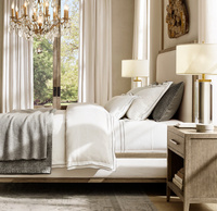 Ensemble de lit moderne en bois de chêne massif et tissu, 1,8 m, taille personnalisable, meubles de designer pour appartement et villa