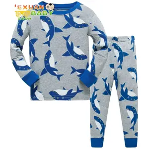 Лидер продаж, модные милые детские пижамы с забавными рисунками для детей от 3 до 8 лет оптовая продажа, Детские хлопковые Пижамные комплекты 050