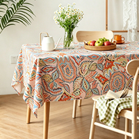 Nappe en coton fleuri bohème rose corail, couverture de table rectangulaire décorative pour salle à manger, décoration de cuisine douce et tissée