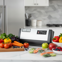 Mini Scelleuse Alimentaire Sous Vide Portable en Acier Inoxydable, Machine Automatique de Scellage de Sacs Plats pour Cuisine Domestique