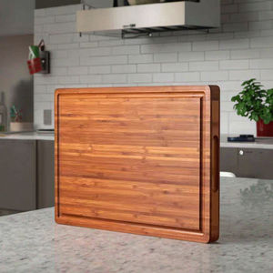 Planche à découper en bois de bloc de boucher en bambou écologique pour la cuisine avec poignées latérales rainures de jus pour le service de charcuterie de fromage - Product Image 3