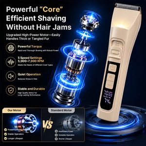 Tondeuse pour animaux de compagnie rechargeable à faible bruit, tondeuse à poils pour chiens et chats en céramique, 5 vitesses, pour la vente au détail, OEM, vente en gros - Product Image 3