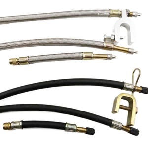 Tubo de extensión trenzado de goma con manguera de alambre de acero y boquilla de inflado para válvula de neumático de coche, uso general - Product Image 1