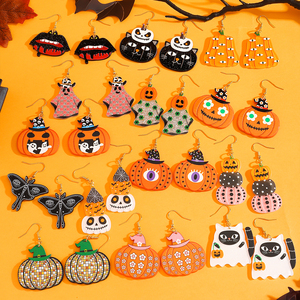 Pendientes de Acrílico de Halloween 2025, Diseño de Araña, Murciélago, Esqueleto, Bruja, Fantasma, Dibujos Animados, Ligeros, para Mujer - Product Image 2