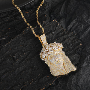 Pendentif Jésus de grande taille en cuivre et zircon, collier tendance pour couple hip-hop, collier pour homme, tendance INS, approvisionnement direct d'usine - Product Image 3