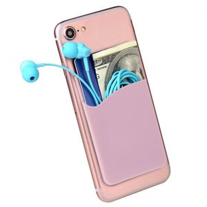 Porte-cartes de téléphone en silicone avec logo personnalisé, autocollant adhésif réutilisable pour cartes de crédit, cartes d'identité, cadeau promotionnel d'entreprise - Product Image 4