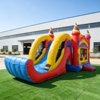 Structure gonflable commerciale robuste en PVC - Combo château gonflable avec toboggan pour enfants, idéal pour la location d'événements et de fêtes
