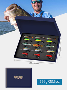 Conjunto de Iscas Luya Skimming Shark de 15 Peças em Caixa de Presente ABS, Isca Macia <span class=keywords><strong>Mino</strong></span> Chubby com Anzóis, Equipamento de Pesca para Feriados, Transfronteiriço - Product Image 3