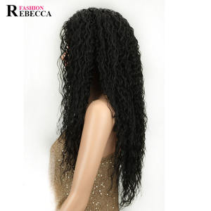 Perruque à lacet frontal en cheveux synthétiques Noble Gold de Alibaba <span class=keywords><strong>Express</strong></span>, couleur ombrée, longue longueur, ondulation crépue, belle couleur - Product Image 3