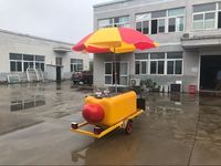 Chariot à hot-dogs commercial, tricycle de petite taille, design en forme de hot-dog, chariot alimentaire, chariot de service mobile pour en-cas, chariot équipé