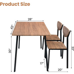 <b>Brown</b> rectangular dining <b>table</b> and chair set with crescent-shaped backrest, suitable for rental, home, and small apartments. - Product Image 4