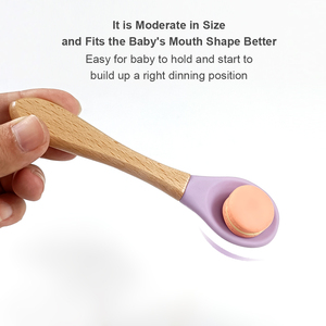 Cuillères en bambou avec tête en silicone et manche en bois, personnalisables avec logo, vente chaude ODM&OEM pour bébés - Product Image 4
