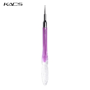 KADS Lápiz de Punta para Decoración de Uñas, Herramienta de Punteo de Doble Punta, Mango Acrílico Rosa, Aleación de Acero, Herramienta de Manicura para Puntear Uñas - Product Image 1