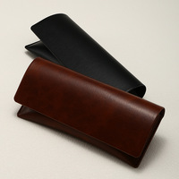 Étui à lunettes en cuir PU de haute qualité, motif marron à bords huilés, housse souple à rabat, pochette pour lunettes de soleil, style classique, étui à lunettes de haute qualité