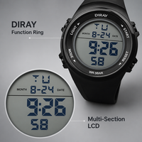 Montre de plongée de luxe pour homme, montre sport numérique LED, résistante à l'eau 5 ATM, alarme, lumineuse