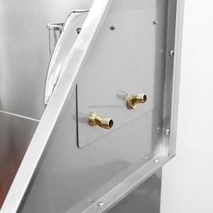 Baignoire pour animaux de compagnie en acier inoxydable avec drain central, robinet et escalier - Station de lavage pour chiens professionnelle - Product Image 5