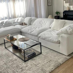Sofá Modular Seccional Grande de Plumas para Sala de Estar ATUNUS, Sofá Modular Seccional Moderno Nórdico Blanco - Product Image 4
