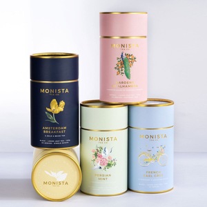 Tube en carton élégant et personnalisé pour échantillons de sachets de thé gastronomique, emballage <span class=keywords><strong>cadeau</strong></span> cylindrique, boîte ronde en carton, emballage de thé en métal - Product Image 1