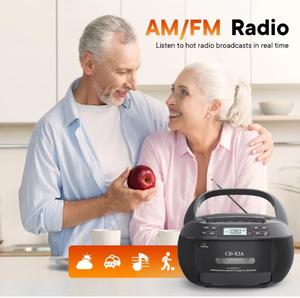 เครื่องเล่นซีดีแบบพกพา X2C บูมบ็อกซ์ วิทยุ FM เครื่องบันทึกเทปคาสเซ็ต ช่องเสียบ USB SD MP3 บลูทูธ ระบบเสียงสำหรับบ้าน สำนักงาน และการเดินทาง - Product Image 4