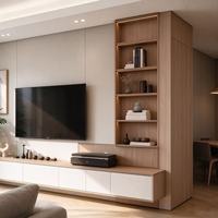 Ensemble de meubles TV contemporains pour la maison avec armoire haute à étagères ouvertes pour la décoration du salon de villa