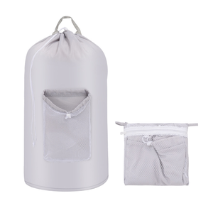 Sac à linge pour sac à dos avec bretelles et poche en filet, sac à linge en <span class=keywords><strong>nylon</strong></span> durable avec fermeture à cordon pour le collège - Product Image 4