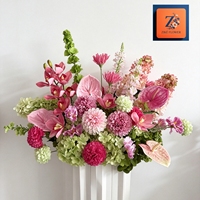 Hochzeitszeremonie Podest-Blumendekoration Luxuriöse Realistische Langlebige Rosa Weiße Calla-Lilie Orchidee Künstliche Blume