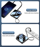 Power Bank Mini dengan Kabel & Senter Terintegrasi, Kapasitas 10000mAh 20000mAh, Pengisian Cepat untuk Ponsel, Power Bank Kecil