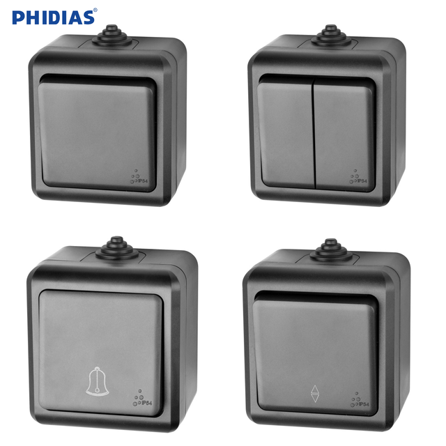 IP54 Waterproof ABS/PVC Surface Mounted Schuko Socket 10A Brass 3 Outlets EU 2-Pin Grounding Outdoor