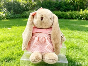 Cute Long Ear <b>Bunny</b> Plush Doll With Plaid <b>Outfit</b> Soft Stuffed Rabbit Toy For Home Decor Gift - Product Image 6