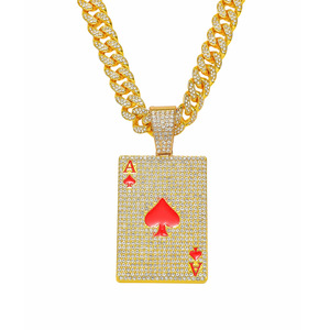 Collar con Colgante de Póker de Aleación de Diseño Innovador 2026, Estilo Hiphop, Collar Geométrico Punk para Hombre, Joyería al por Mayor - Product Image 4