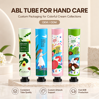 Tube d'emballage personnalisé pour crème pour les mains, en aluminium et plastique laminé, toucher doux, 50 ml, avec bouchon à vis, imprimé UV, contenant cosmétique