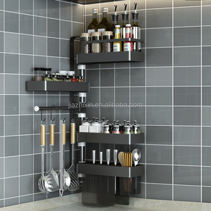 Estante de cocina chaozhou de 4 niveles, estante de pared colgante de cuatro niveles, giratorio de acero inoxidable de 360 grados, organizador de especias - Product Image 1