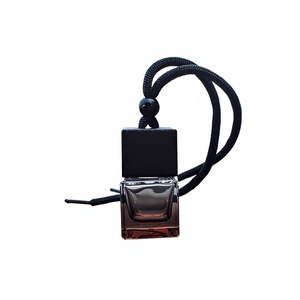 8ml Premium Black Cap Car Air Freshener Empty Glass <b>Bottle</b> Square Hanging Essential Oil <b>Diffuser</b> Car Interior Decor - Product Image 1