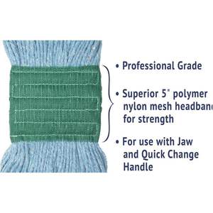 Cabezales de Mopa Húmeda Medianos Azules de 5 Pulgadas Boardwalk BWK502BLEA, Diseño de Banda de Algodón/Fibra Sintética Super Loop - Product Image 3