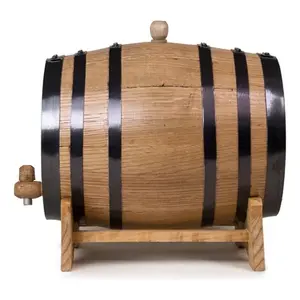 Barril de Roble Blanco de 5 Litros, Semitorneado, para Licores, con Soporte y Tapón, para Alimentos y Bebidas - Product Image 2