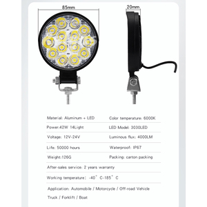 Relyus 2022 Offre Spéciale Haute Qualité Voiture Étanche <span class=keywords><strong>Led</strong></span> Travail Lumière 3 pouces <span class=keywords><strong>Ronde</strong></span> 12V 24V 42W <span class=keywords><strong>LED</strong></span> Conduite HORS Route Lampe Lumières - Product Image 3